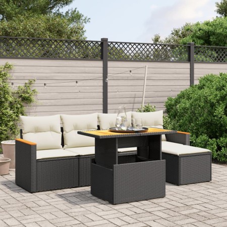 6-teiliges Gartensofa-Set und schwarze synthetische Rattankissen von , Gartensets - Ref: Foro24-3276031, Preis: 416,78 €, Rab...