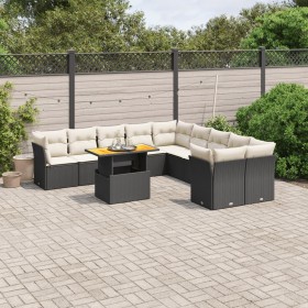 11-teiliges Gartensofa-Set und schwarze synthetische Rattankissen von , Gartensets - Ref: Foro24-3271042, Preis: 744,62 €, Ra...