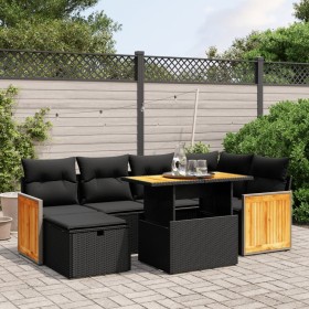 7-teiliges Garten-Essset und schwarze Kissen aus synthetischem Rattan von , Gartensets - Ref: Foro24-3276247, Preis: 467,29 €...