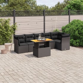 7-teiliges Garten-Essset und schwarze Kissen aus synthetischem Rattan von , Gartensets - Ref: Foro24-3270838, Preis: 480,62 €...