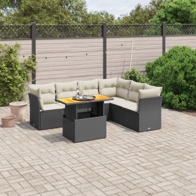 7-teiliges Garten-Essset und schwarze Kissen aus synthetischem Rattan von , Gartensets - Ref: Foro24-3270846, Preis: 499,03 €...