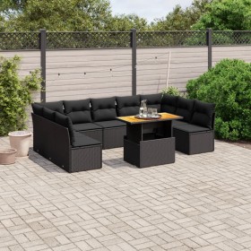 Gartensofa-Set 10-teilig mit schwarzen synthetischen Rattankissen von , Gartensets - Ref: Foro24-3271454, Preis: 634,91 €, Ra...