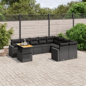 Set de sofás de jardín 10 pzas cojines ratán sintético negro de , Conjuntos de jardín - Ref: Foro24-3271475, Precio: 650,33 €...