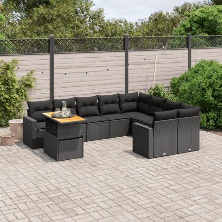 Set de sofás de jardín 10 pzas cojines ratán sintético negro de , Conjuntos de jardín - Ref: Foro24-3271475, Precio: 634,91 €...