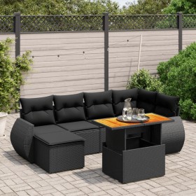 7-teiliges Gartensofa-Set mit schwarzen synthetischen Rattankissen von , Gartensets - Ref: Foro24-3272294, Preis: 481,50 €, R...