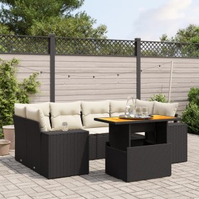 7-teiliges Garten-Essset und schwarze Kissen aus synthetischem Rattan von , Gartensets - Ref: Foro24-3272533, Preis: 525,73 €...