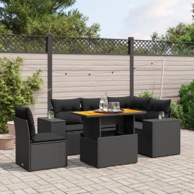 6-teiliges Gartensofa-Set und schwarze synthetische Rattankissen von , Gartensets - Ref: Foro24-3272637, Preis: 454,03 €, Rab...