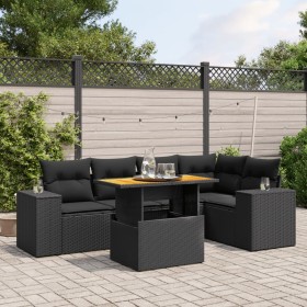 6-teiliges Gartensofa-Set und schwarze synthetische Rattankissen von , Gartensets - Ref: Foro24-3272623, Preis: 472,06 €, Rab...