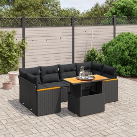 7-teiliges Garten-Essset und schwarze Kissen aus synthetischem Rattan von , Gartensets - Ref: Foro24-3272973, Preis: 480,96 €...