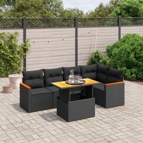 6-teiliges Gartensofa-Set und schwarze synthetische Rattankissen von , Gartensets - Ref: Foro24-3273064, Preis: 419,69 €, Rab...