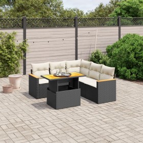 6-teiliges Gartensofa-Set und schwarze synthetische Rattankissen von , Gartensets - Ref: Foro24-3273072, Preis: 413,74 €, Rab...