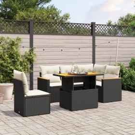 6-teiliges Gartensofa-Set und schwarze synthetische Rattankissen von , Gartensets - Ref: Foro24-3273079, Preis: 428,09 €, Rab...