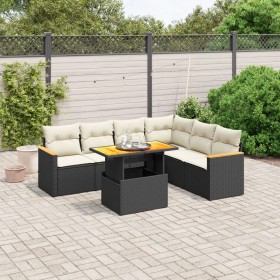 7-teiliges Garten-Essset und schwarze Kissen aus synthetischem Rattan von , Gartensets - Ref: Foro24-3273093, Preis: 491,93 €...