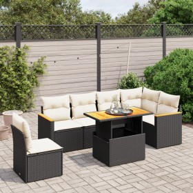 7-teiliges Garten-Essset und schwarze Kissen aus synthetischem Rattan von , Gartensets - Ref: Foro24-3273100, Preis: 491,93 €...