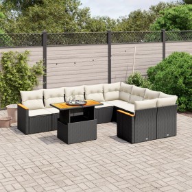 Garden sofa set 10 pieces with black synthetic rattan cushions by , Garden sets - Ref: Foro24-3273233, Price: 689,08 €, Disco...