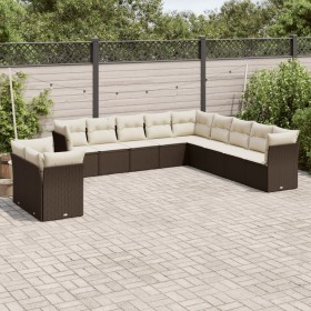 Gartensofa-Set 11-teilig mit braunen synthetischen Rattankissen von , Gartensets - Ref: Foro24-3249722, Preis: 732,79 €, Raba...