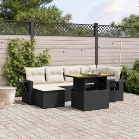 7-teiliges Garten-Essset und schwarze Kissen aus synthetischem Rattan von , Gartensets - Ref: Foro24-3271854, Preis: 512,50 €...