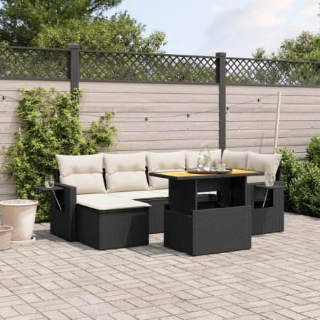 7-piece garden dining set and black synthetic rattan cushions by , Garden sets - Ref: Foro24-3271854, Price: 492,99 €, Discou...