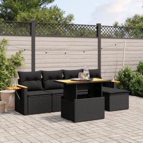 6-piece garden sofa set and black synthetic rattan cushions by , Garden sets - Ref: Foro24-3271727, Price: 394,99 €, Discount: %