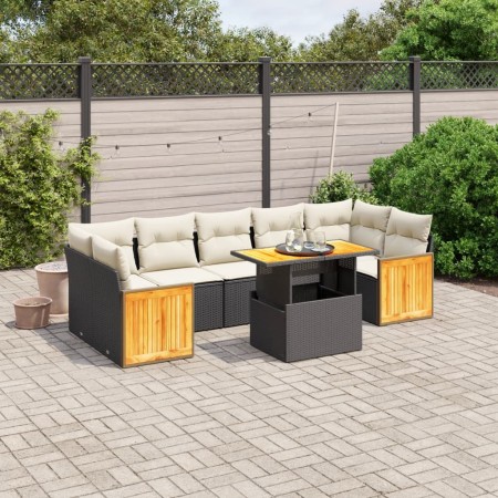 8-teiliges Gartensofa-Set und schwarze synthetische Rattankissen von , Gartensets - Ref: Foro24-3273870, Preis: 614,98 €, Rab...