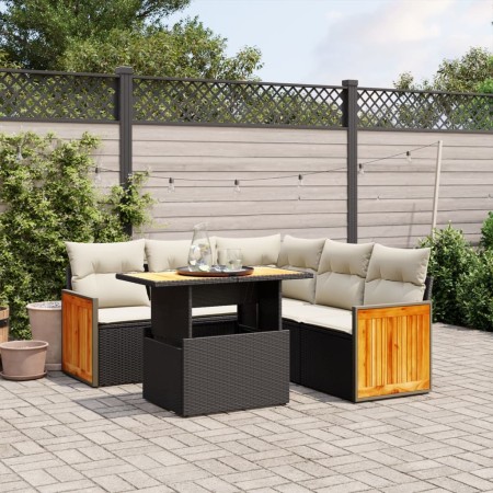 6-teiliges Gartensofa-Set und schwarze synthetische Rattankissen von , Gartensets - Ref: Foro24-3273954, Preis: 439,29 €, Rab...