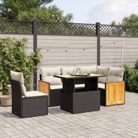 6-teiliges Gartensofa-Set und schwarze synthetische Rattankissen von , Gartensets - Ref: Foro24-3273961, Preis: 445,10 €, Rab...