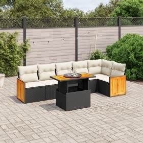 7-teiliges Garten-Essset und schwarze Kissen aus synthetischem Rattan von , Gartensets - Ref: Foro24-3273968, Preis: 494,10 €...