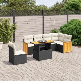 7-piece garden dining set and black synthetic rattan cushions by , Garden sets - Ref: Foro24-3273982, Price: 532,01 €, Discou...