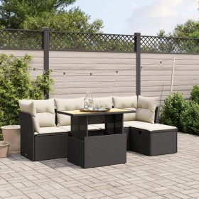 6-teiliges Gartensofa-Set und schwarze synthetische Rattankissen von , Gartensets - Ref: Foro24-3275464, Preis: 409,22 €, Rab...