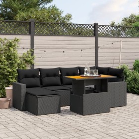 7-teiliges Garten-Essset und schwarze Kissen aus synthetischem Rattan von , Gartensets - Ref: Foro24-3275589, Preis: 464,07 €...