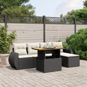 6-teiliges Gartensofa-Set und schwarze synthetische Rattankissen von , Gartensets - Ref: Foro24-3275807, Preis: 436,94 €, Rab...