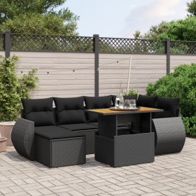 7-teiliges Garten-Essset und schwarze Kissen aus synthetischem Rattan von , Gartensets - Ref: Foro24-3275813, Preis: 494,76 €...