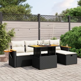 6-teiliges Gartensofa-Set und schwarze synthetische Rattankissen von , Gartensets - Ref: Foro24-3276136, Preis: 427,02 €, Rab...