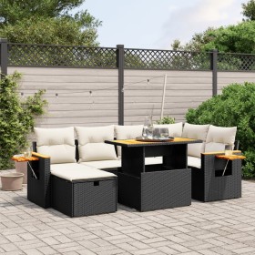 7-teiliges Garten-Essset und schwarze Kissen aus synthetischem Rattan von , Gartensets - Ref: Foro24-3276143, Preis: 504,55 €...