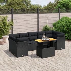 8-teiliges Gartensofa-Set und schwarze synthetische Rattankissen von , Gartensets - Ref: Foro24-3270698, Preis: 537,54 €, Rab...