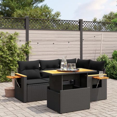 5-piece garden furniture set and black synthetic rattan cushions by , Garden sets - Ref: Foro24-3273498, Price: 393,41 €, Dis...