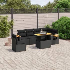 7-teiliges Garten-Essset und schwarze Kissen aus synthetischem Rattan von , Gartensets - Ref: Foro24-3273540, Preis: 508,45 €...