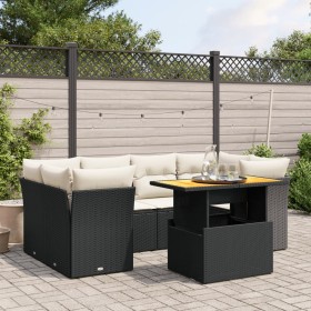 7-teiliges Garten-Essset und schwarze Kissen aus synthetischem Rattan von , Gartensets - Ref: Foro24-3270685, Preis: 505,76 €...