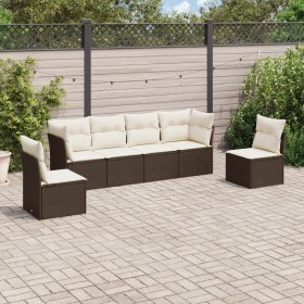 6-teilige Gartensofagarnitur und braune synthetische Rattankissen von , Gartensets - Ref: Foro24-3249212, Preis: 383,99 €, Ra...