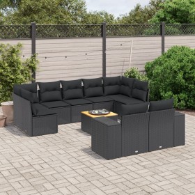 Gartensofa-Set 10-teilig mit schwarzen synthetischen Rattankissen von , Gartensets - Ref: Foro24-3257924, Preis: 706,99 €, Ra...