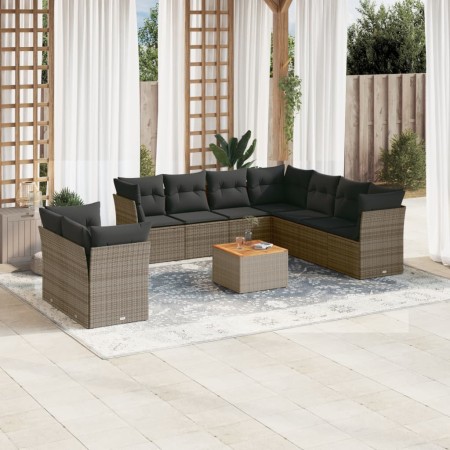 11-piece garden sofa set and gray synthetic rattan cushions by , Garden sets - Ref: Foro24-3256046, Price: 610,99 €, Discount: %