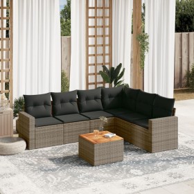 7-teiliges Gartensofa-Set mit grauen PE-Rattan-Kissen von , Gartensets - Ref: Foro24-3256473, Preis: 477,26 €, Rabatt: %