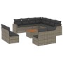 12-teiliges Gartensofa-Set mit grauen synthetischen Rattankissen von , Gartensets - Ref: Foro24-3256515, Preis: 753,31 €, Rab...