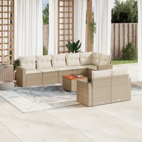 Set de sofás de jardín 9 pzas con cojines ratán sintético beige de , Conjuntos de jardín - Ref: Foro24-3256541, Precio: 714,9...