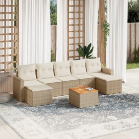 Gartensofa-Set mit beigen Kissen 8 Stück PE-Rattan von , Gartensets - Ref: Foro24-3256583, Preis: 570,44 €, Rabatt: %