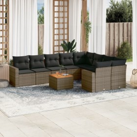 10-teiliges Gartensofa-Set mit grauen synthetischen Rattankissen von , Gartensets - Ref: Foro24-3256613, Preis: 680,59 €, Rab...