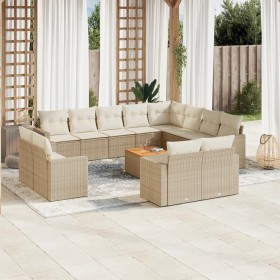 Gartensofa-Set mit Kissen, 13-teilig, beiges synthetisches Rattan von , Gartensets - Ref: Foro24-3256723, Preis: 1,00 €, Raba...