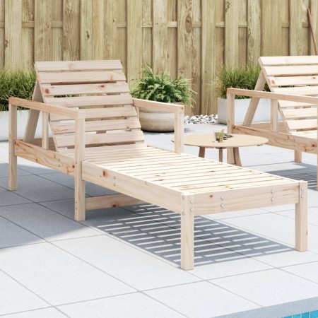 Solid pine wood lounger 199.5x62x55 cm by , Loungers - Ref: Foro24-832538, Price: 91,43 €, Discount: %