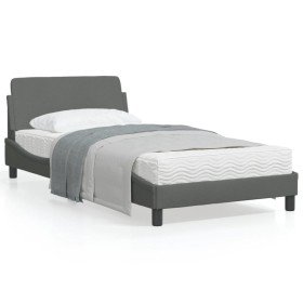 Bed frame with headboard in dark gray fabric 100x200 cm by , Beds and slatted bases - Ref: Foro24-373126, Price: 109,55 €, Di...