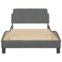 Bed frame with headboard in dark gray fabric 100x200 cm by , Beds and slatted bases - Ref: Foro24-373126, Price: 109,41 €, Di...